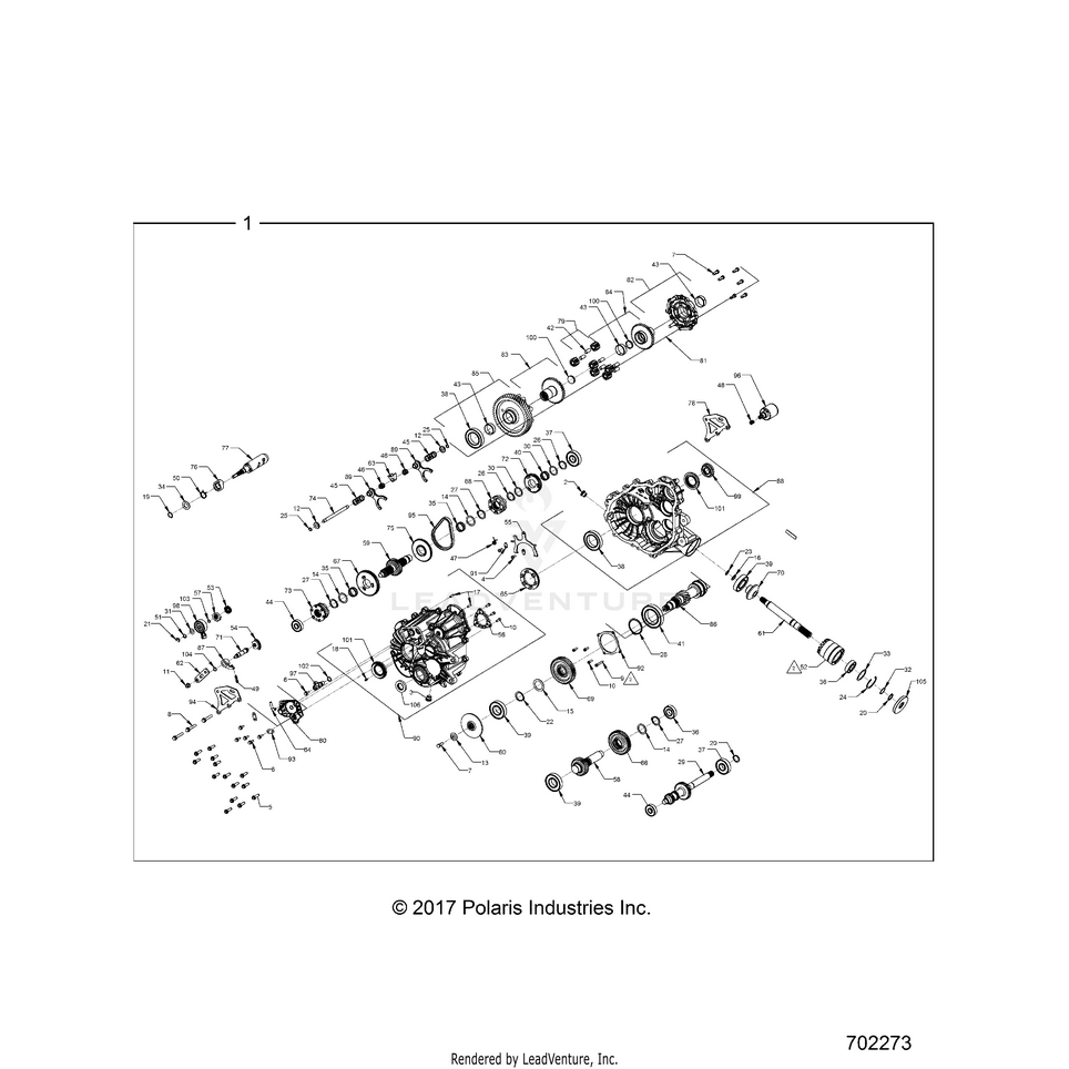 An Image of a Genuine Polaris Parts Schematic Diagram showing the schematic - DRIVE TRAIN: MAIN GEARCASE INTERNALS 2 - 2018 POLARIS RANGER 1000 DIESEL