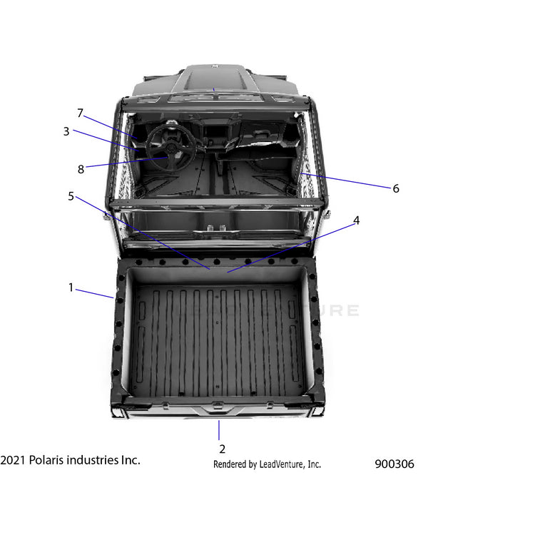 An Image of a Genuine Polaris Parts Schematic Diagram showing the schematic - BODY: DECALS GENERAL - 2022 POLARIS RANGER 570