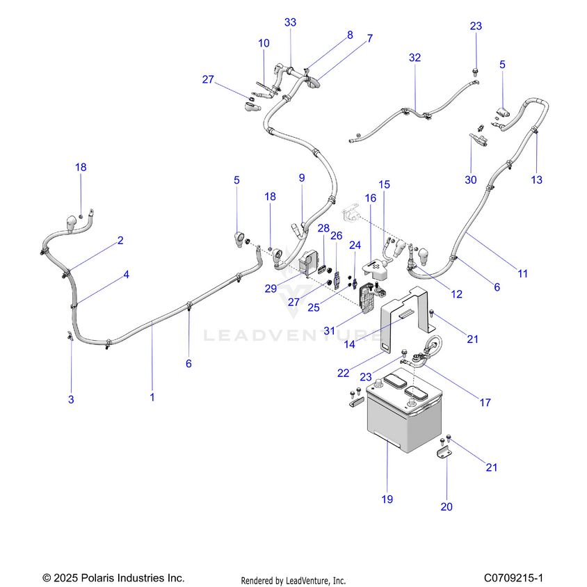 An Image of a Genuine Polaris Parts Schematic Diagram showing the schematic - ELECTRICAL: BATTERY/CABLES - 2026 POLARIS XPEDITION XP NORTHSTAR