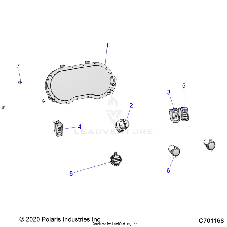 An Image of a Genuine Polaris Parts Schematic Diagram showing the schematic - ELECTRICAL: DASH INSTRUMENTS - 2021 POLARIS RANGER CREW XP 1000 EPS