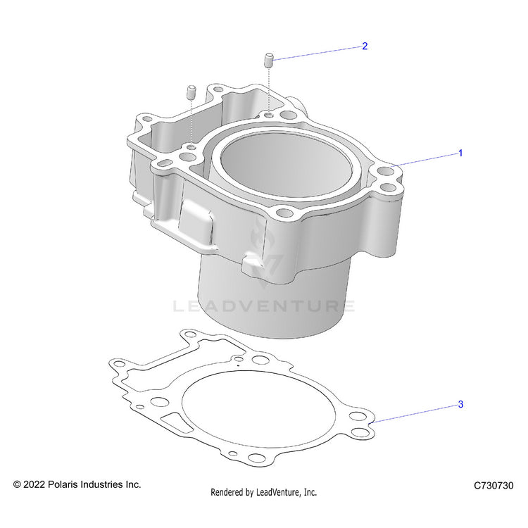 An Image of a Genuine Polaris Parts Schematic Diagram showing the schematic - ENGINE: CYLINDER - 2023 POLARIS RANGER 570 CREW