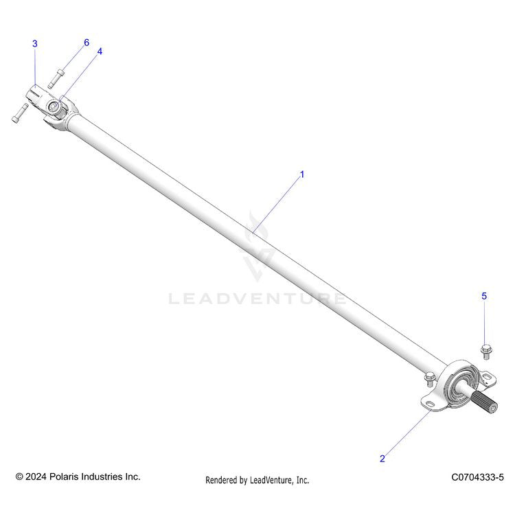 An Image of a Genuine Polaris Parts Schematic Diagram showing the schematic - DRIVE TRAIN: REAR PROP SHAFT - 2024 POLARIS XPEDITION ADV 5 NORTHSTAR