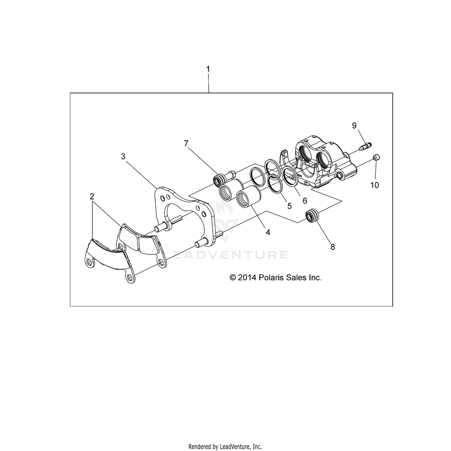 An Image of a Genuine Polaris Parts Schematic Diagram showing the schematic - BRAKES: REAR CALIPER - 2015 POLARIS RANGER CREW 570 EFI FULL SIZE