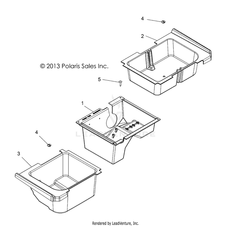 An Image of a Genuine Polaris Parts Schematic Diagram showing the schematic - BODY: STORAGE - 2018 POLARIS RANGER CREW XP 900 6P SP