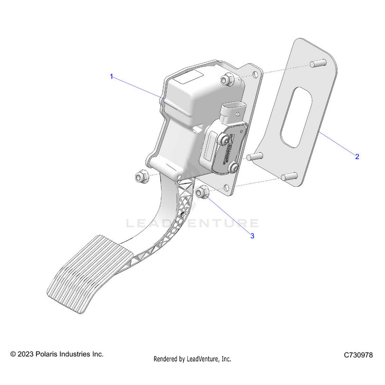 An Image of a Genuine Polaris Parts Schematic Diagram showing the schematic - ELECTRICAL: THROTTLE PEDAL - 2024 POLARIS RANGER XD 1500 NORTHSTAR ULTIMATE CREW