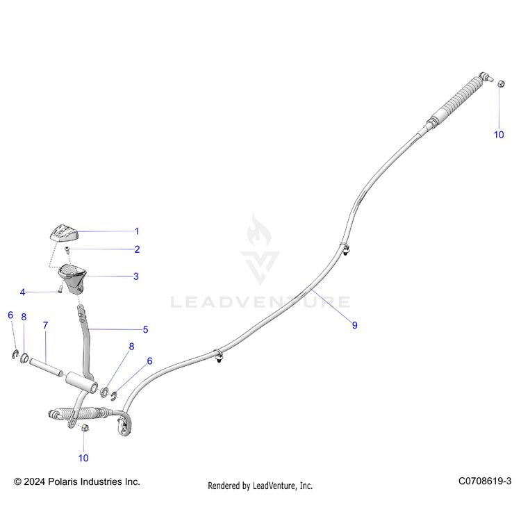 An Image of a Genuine Polaris Parts Schematic Diagram showing the schematic - DRIVE TRAIN: GEAR SELECTOR - 2025 POLARIS XPEDITION XP5 NORTHSTAR