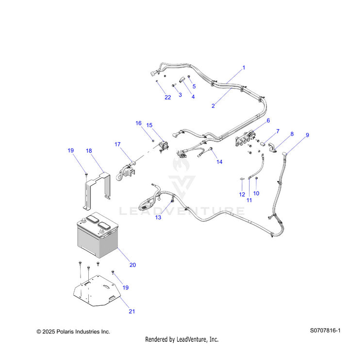 An Image of a Genuine Polaris Parts Schematic Diagram showing the schematic - ELECTRICAL: BATTERY - 2026 POLARIS RANGER 570 NORTHSTAR