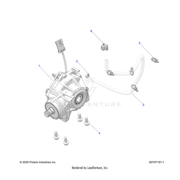 An Image of a Genuine Polaris Parts Schematic Diagram showing the schematic - DRIVE TRAIN: FRONT GEARCASE MOUNTING - 2026 POLARIS RANGER 570 EPS
