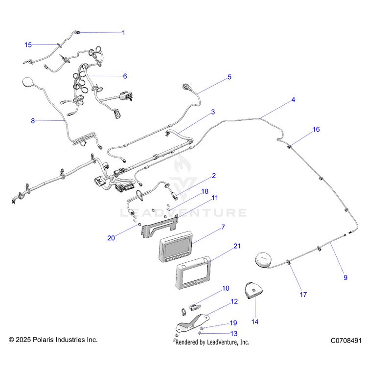 An Image of a Genuine Polaris Parts Schematic Diagram showing the schematic - ELECTRICAL: RIDE COMMAND - 2025 POLARIS GENERAL XP 4 1000 ULTIMATE