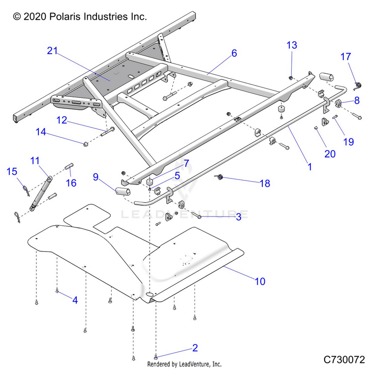 An Image of a Genuine Polaris Parts Schematic Diagram showing the schematic - BODY: BOX MOUNTING - 2021 POLARIS RANGER XP 1000 EPS NORTHSTAR