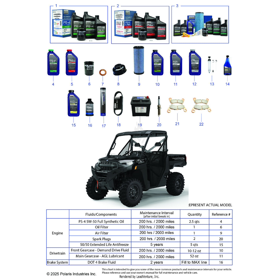 An Image of a Genuine Polaris Parts Schematic Diagram showing the schematic - *SERVICE & MAINTENANCE - 2026 POLARIS RANGER 1000 XP PREMIUM