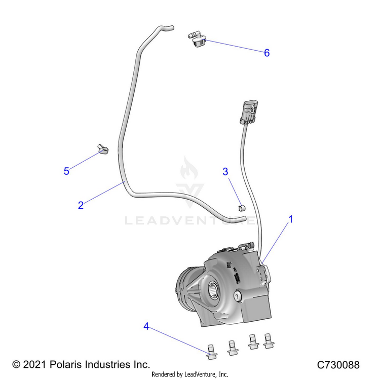 An Image of a Genuine Polaris Parts Schematic Diagram showing the schematic - DRIVE TRAIN: FRONT GEARCASE MOUNTING - 2024 POLARIS RANGER 570 NORTHSTAR