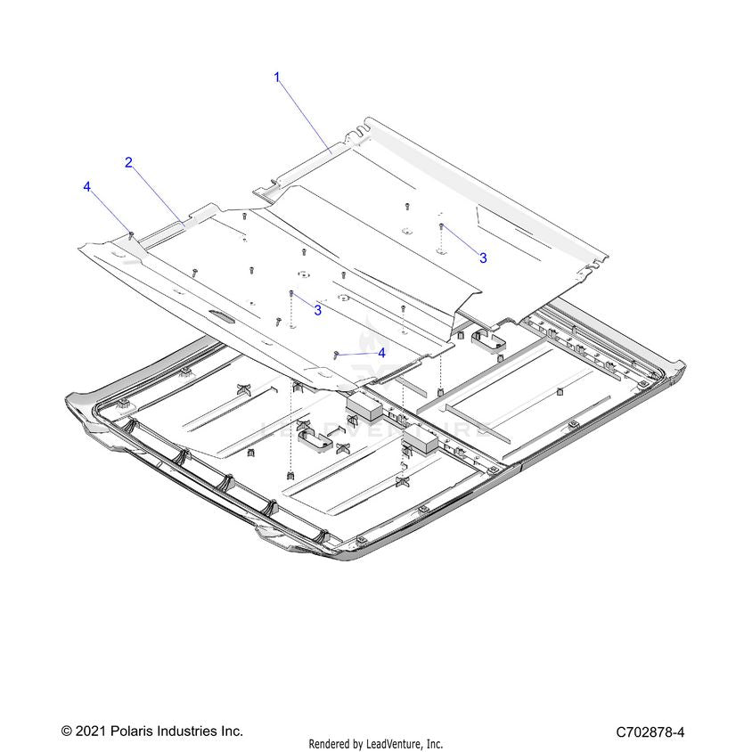 An Image of a Genuine Polaris Parts Schematic Diagram showing the schematic - BODY: ROOF LINERS - 2024 POLARIS XPEDITION ADV ULTIMATE