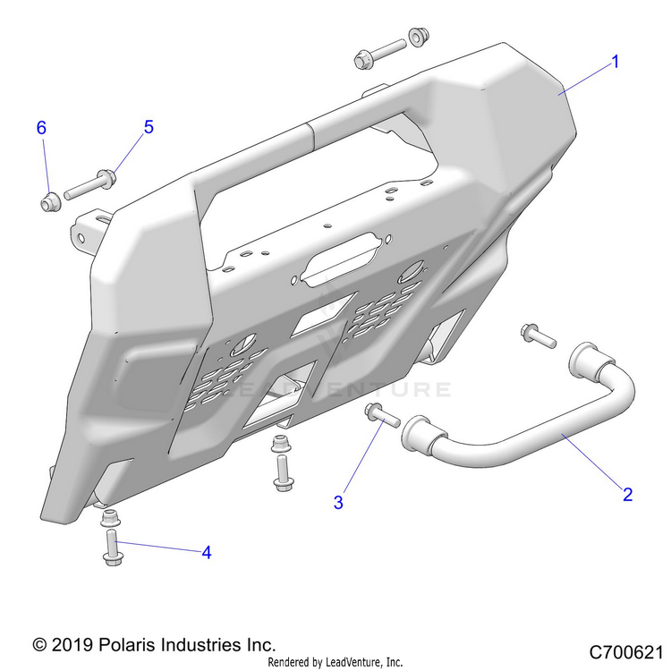 An Image of a Genuine Polaris Parts Schematic Diagram showing the schematic - ACCESSORY: FRONT BUMPER - 2020 POLARIS RANGER 1000 FULL SIZE