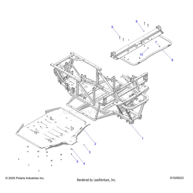 An Image of a Genuine Polaris Parts Schematic Diagram showing the schematic - CHASSIS: FRAME - 2026 POLARIS RANGER 570 EPS