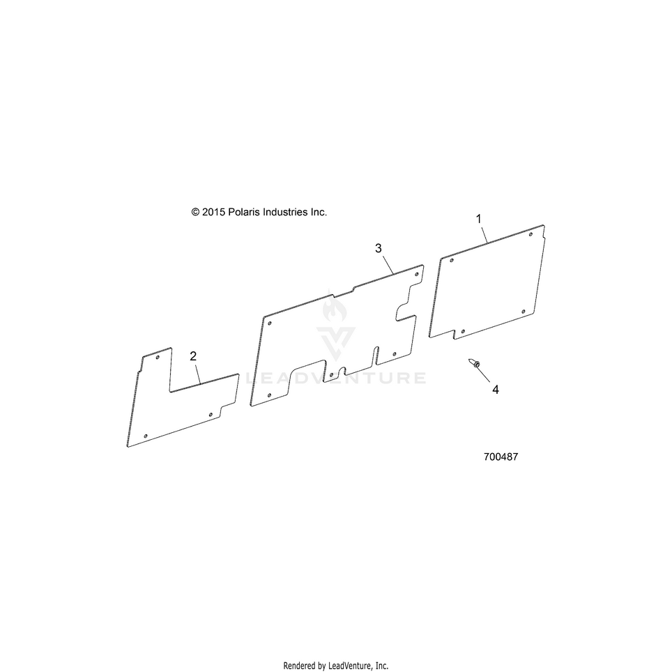 An Image of a Genuine Polaris Parts Schematic Diagram showing the schematic - BODY: WHEEL WELL PLATES - 2021 POLARIS RANGER 570 FULL SIZE