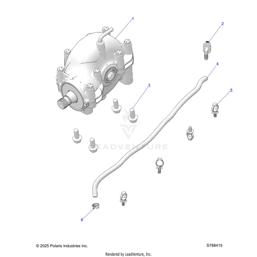 An Image of a Genuine Polaris Parts Schematic Diagram showing the schematic - DRIVE TRAIN: FRONT GEARCASE MOUNTING - 2026 POLARIS RANGER 500
