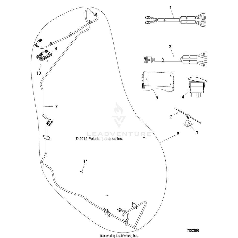 An Image of a Genuine Polaris Parts Schematic Diagram showing the schematic - ELECTRICAL: OPTIONS - 2016 POLARIS RANGER 900 XP