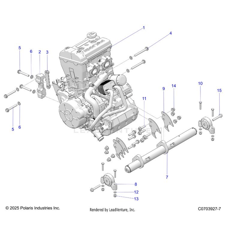 An Image of a Genuine Polaris Parts Schematic Diagram showing the schematic - ENGINE: MOUNTING &LONG BLOCK - 2023 POLARIS GENERAL XP 1000 ULTIMATE