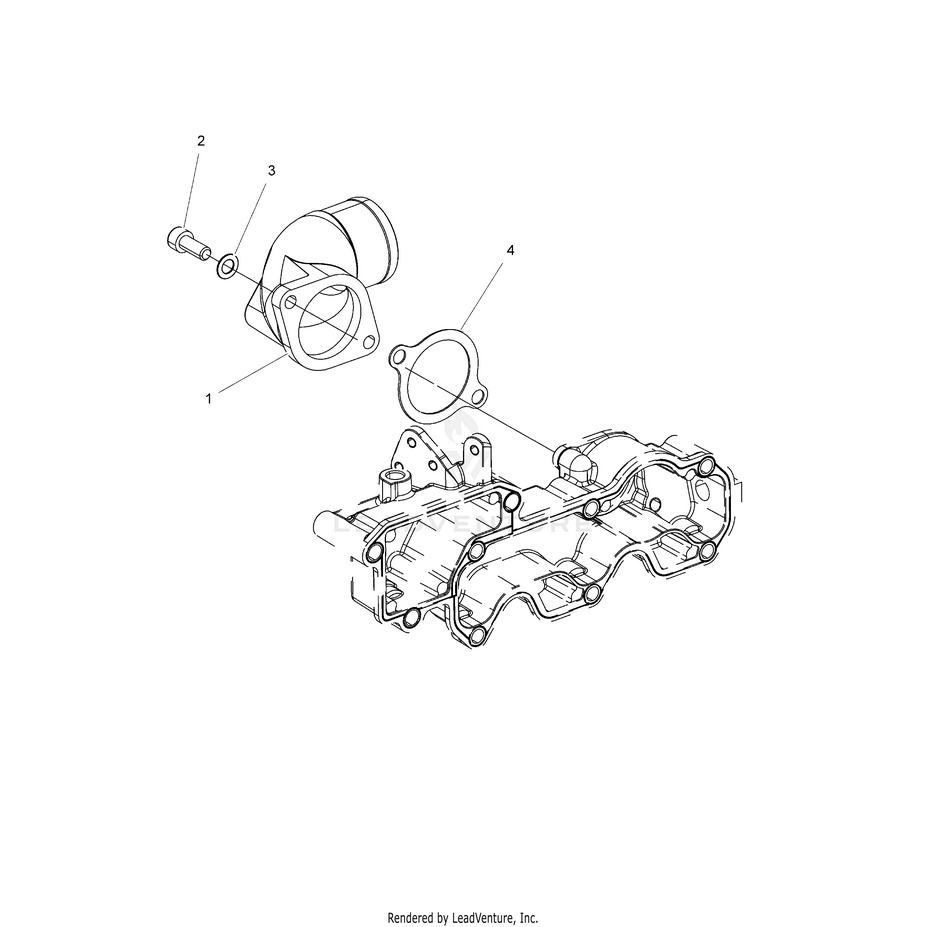 An Image of a Genuine Polaris Parts Schematic Diagram showing the schematic - ENGINE: INLET ELBOW - 2017 POLARIS RANGER 1000 DIESEL
