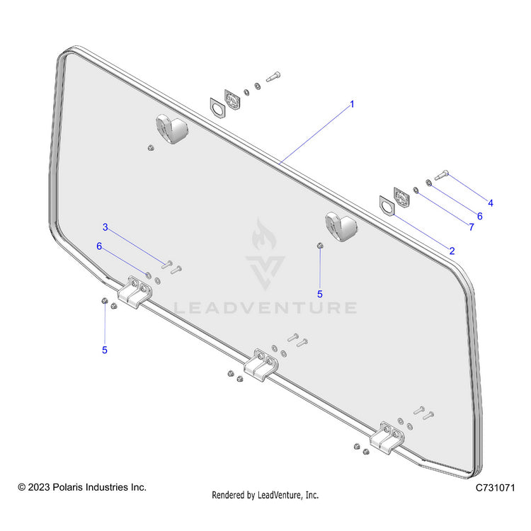 An Image of a Genuine Polaris Parts Schematic Diagram showing the schematic - BODY: REAR WINDOW - 2024 POLARIS RANGER XD 1500 NORTHSTAR ULTIMATE