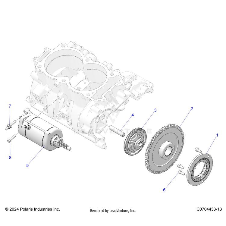 An Image of a Genuine Polaris Parts Schematic Diagram showing the schematic - ENGINE: STARTER - 2024 POLARIS XPEDITION ADV 5 NORTHSTAR