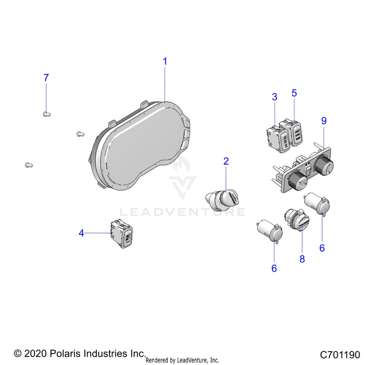 An Image of a Genuine Polaris Parts Schematic Diagram showing the schematic - ELECTRICAL: DASH INSTRUMENTS - 2021 POLARIS RANGER XP 1000 NORTHSTAR