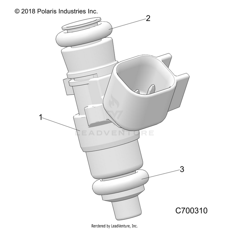 An Image of a Genuine Polaris Parts Schematic Diagram showing the schematic - ENGINE: FUEL INJECTOR - 2020 POLARIS RANGER CREW 570