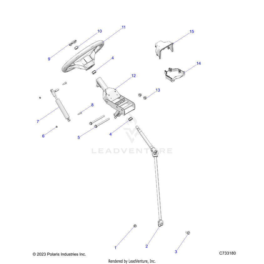 An Image of a Genuine Polaris Parts Schematic Diagram showing the schematic - STEERING: STEERING - 2017 POLARIS RANGER EV