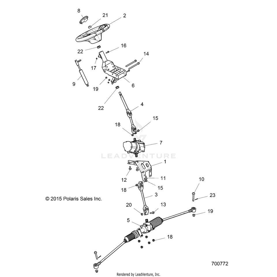 An Image of a Genuine Polaris Parts Schematic Diagram showing the schematic - STEERING: STEERING EPS - 2016 POLARIS RANGER CREW XP 570 FULL SIZE