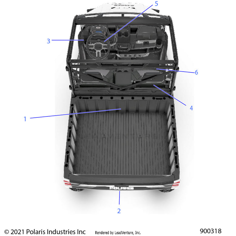 An Image of a Genuine Polaris Parts Schematic Diagram showing the schematic - BODY: DECALS GENERAL - 2022 POLARIS RANGER XP 1000 TRAIL BOSS EVAP