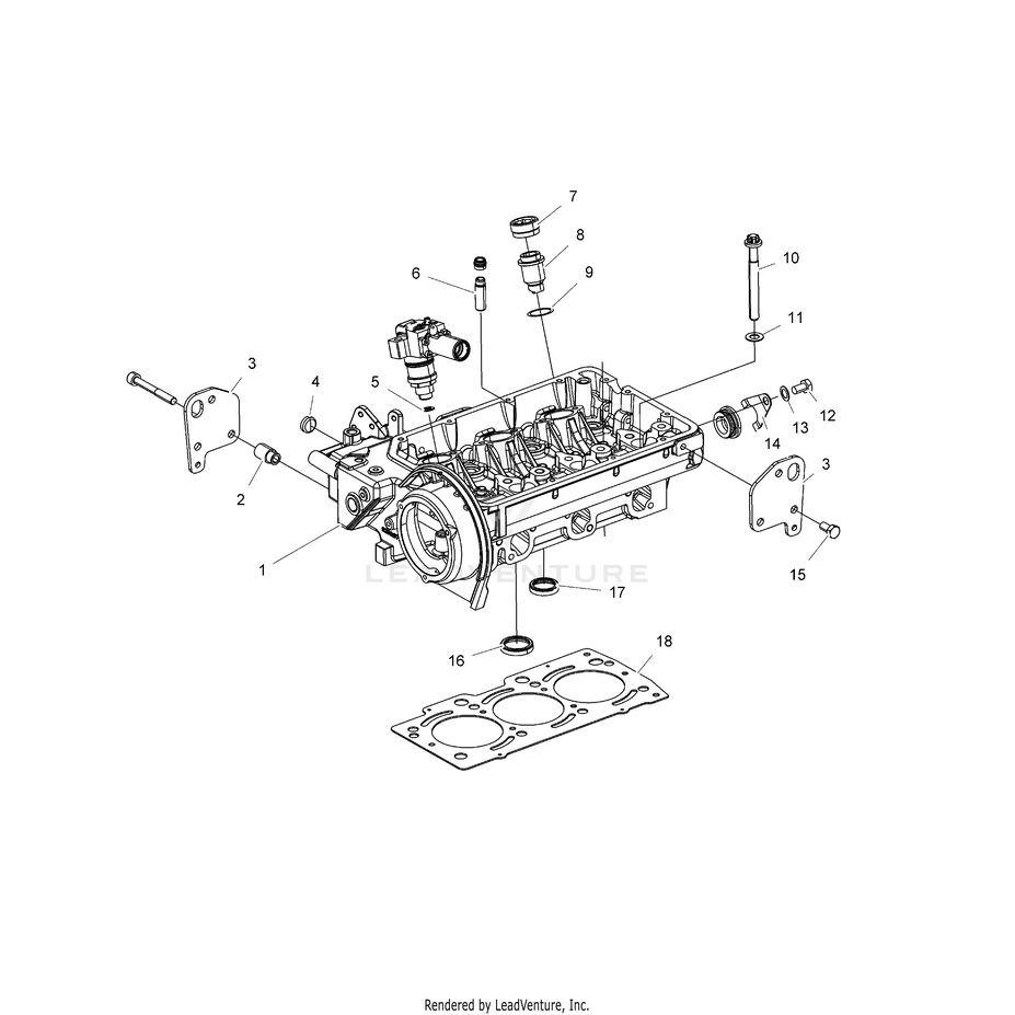 An Image of a Genuine Polaris Parts Schematic Diagram showing the schematic - ENGINE: CYLINDER HEAD & PRECOMBUSTION CHAMBER - 2017 POLARIS RANGER HST