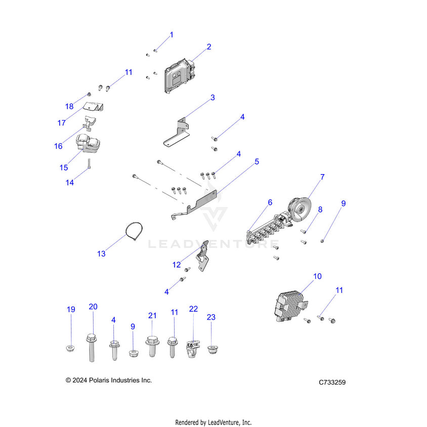 An Image of a Genuine Polaris Parts Schematic Diagram showing the schematic - ELECTRICAL: WIRE HARNESS COMPONENTS - 2025 POLARIS RANGER 1000 XP PREMIUM