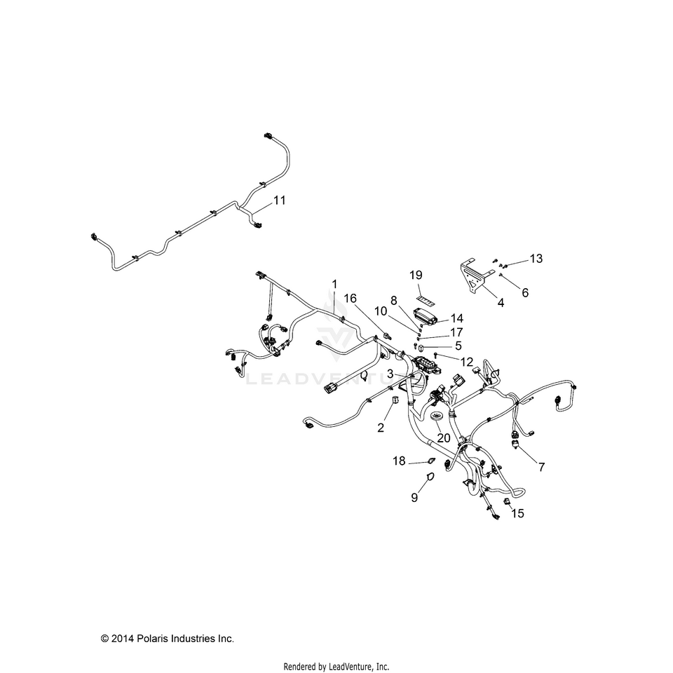 An Image of a Genuine Polaris Parts Schematic Diagram showing the schematic - ELECTRICAL: WIRE HARNESSES - 2015 POLARIS RANGER CREW 570 EFI