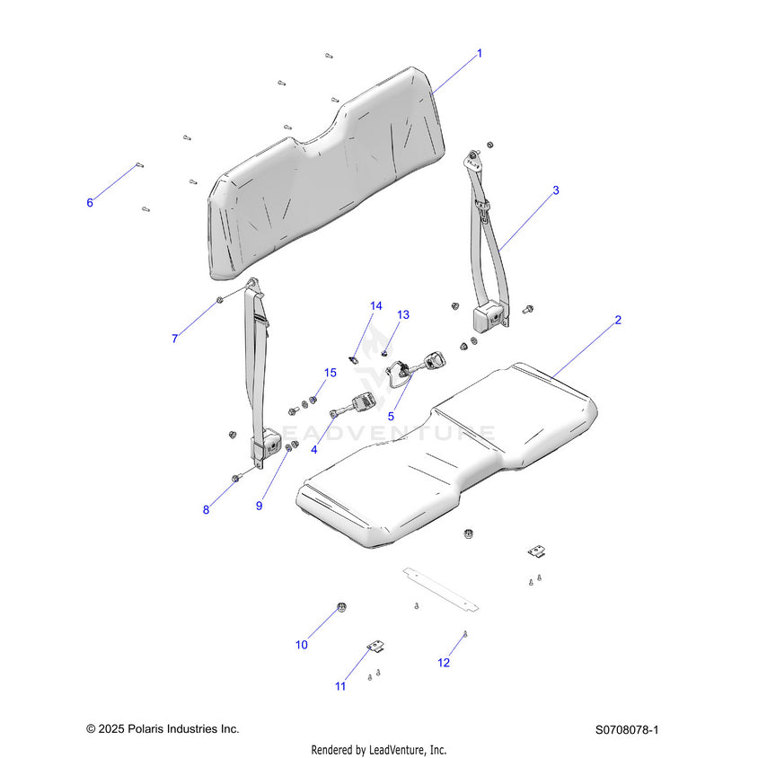 An Image of a Genuine Polaris Parts Schematic Diagram showing the schematic - BODY: SEATS FRONT - 2026 POLARIS RANGER 570 CREW EPS