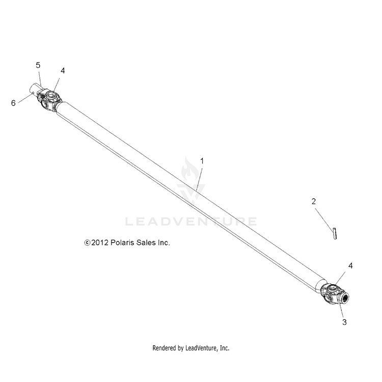 An Image of a Genuine Polaris Parts Schematic Diagram showing the schematic - DRIVE TRAIN: FRONT PROP SHAFT - 2016 POLARIS RANGER 900 XP