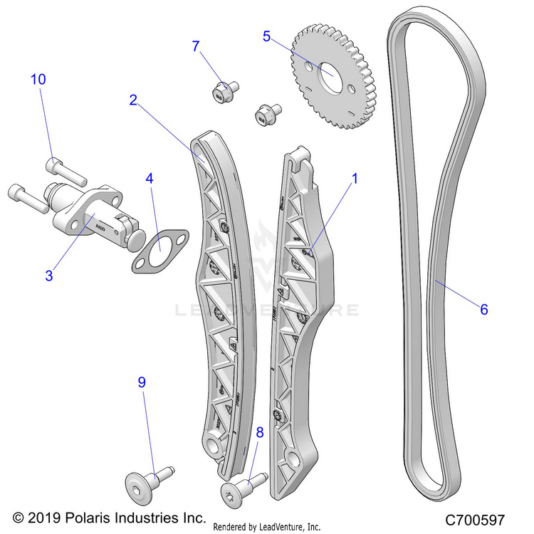 An Image of a Genuine Polaris Parts Schematic Diagram showing the schematic - ENGINE: CAM CHAIN & TENSIONER - 2024 POLARIS RANGER 1000 PREMIUM