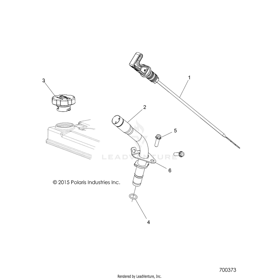 An Image of a Genuine Polaris Parts Schematic Diagram showing the schematic - ENGINE: OIL DIPSTICK - 2017 POLARIS RANGER XP 900