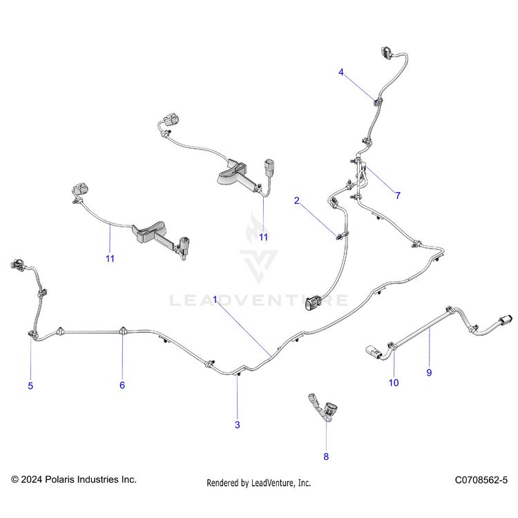 An Image of a Genuine Polaris Parts Schematic Diagram showing the schematic - ELECTRICAL: HARNESS MISC - 2025 POLARIS XPEDITION XP NORTHSTAR