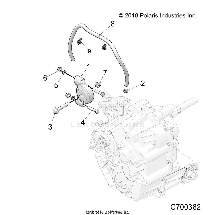 An Image of a Genuine Polaris Parts Schematic Diagram showing the schematic - DRIVE TRAIN: MAIN GEARCASE MOUNTING - 2019 POLARIS RANGER CREW XP 1000 BACK COUNTRY
