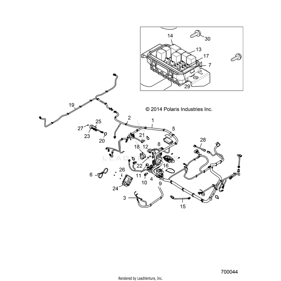 An Image of a Genuine Polaris Parts Schematic Diagram showing the schematic - ELECTRICAL: HARNESS - 2016 POLARIS RANGER HST