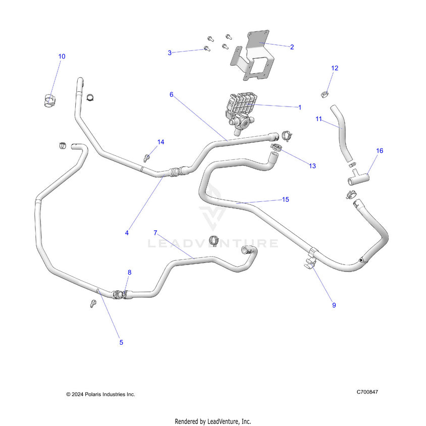 An Image of a Genuine Polaris Parts Schematic Diagram showing the schematic - OPTION: DASH HEATER ROUTING - 2020 POLARIS RANGER CREW XP 1000 FACTORY CHOICE