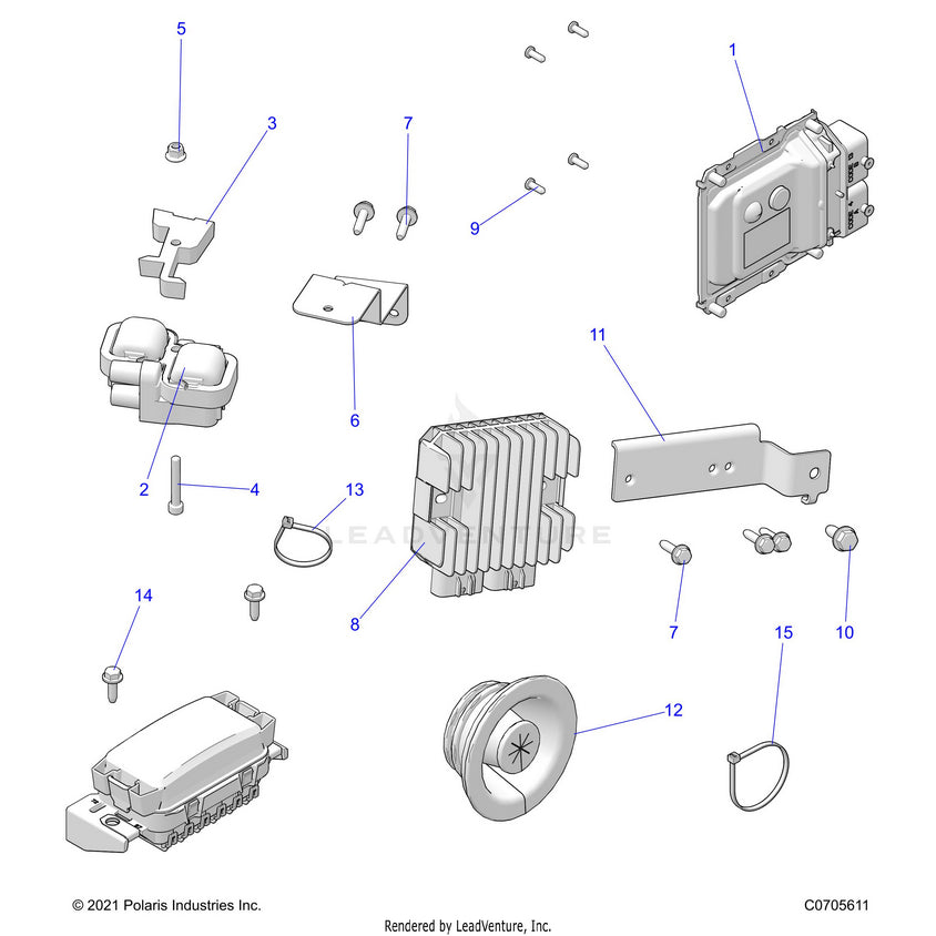 An Image of a Genuine Polaris Parts Schematic Diagram showing the schematic - ELECTRICAL: WIRE HARNESS COMPONENTS - 2022 POLARIS RANGER 1000 PREMIUM EPS FULL SIZE