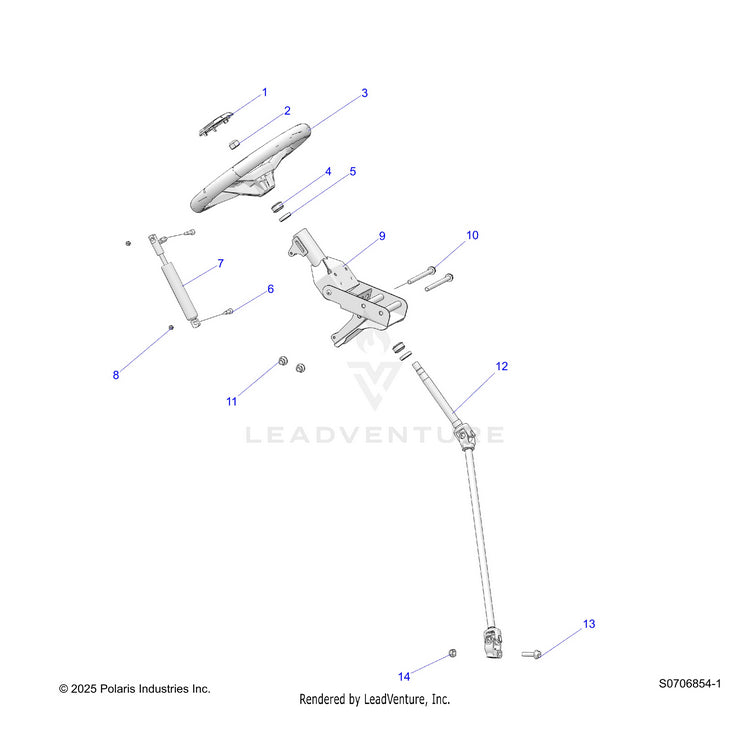 An Image of a Genuine Polaris Parts Schematic Diagram showing the schematic - STEERING: STEERING ASSEMBLY - 2026 POLARIS RANGER 570