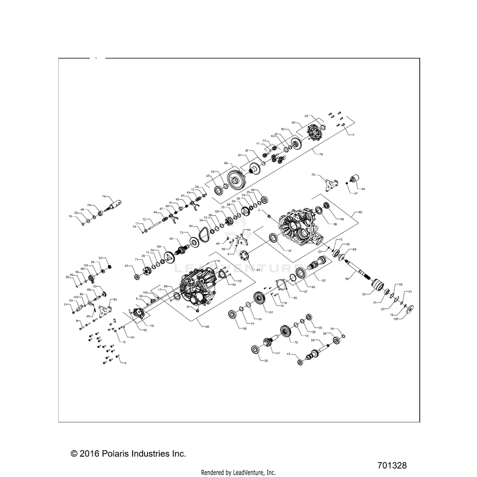 An Image of a Genuine Polaris Parts Schematic Diagram showing the schematic - DRIVE TRAIN: MAIN GEARCASE INTERNAL - 2017 POLARIS RANGER CREW 900 6P SP