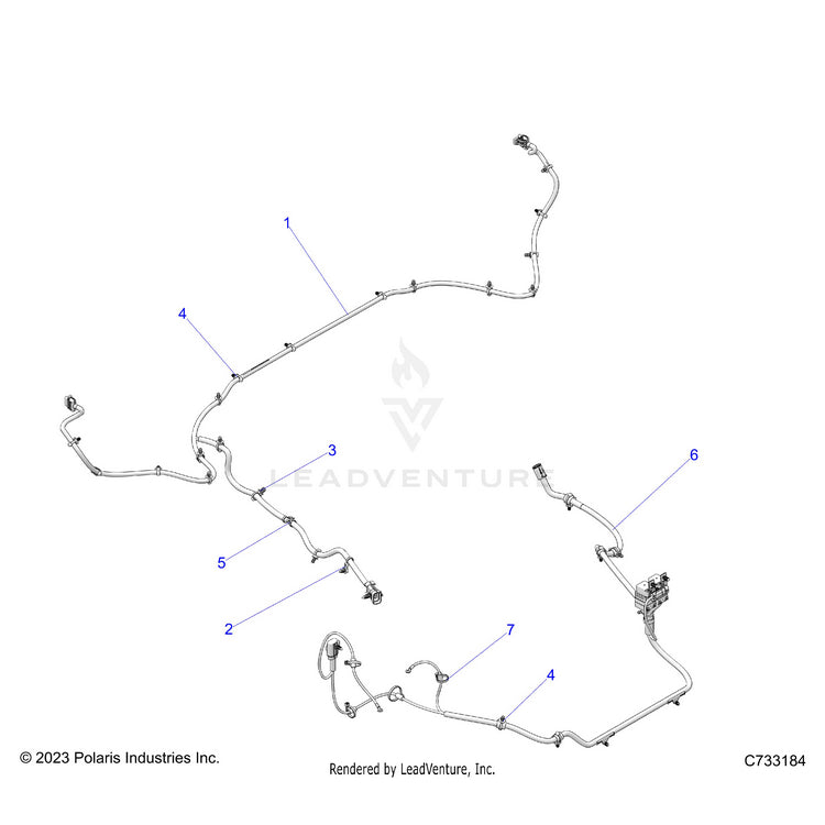 An Image of a Genuine Polaris Parts Schematic Diagram showing the schematic - ELECTRICAL: WIRE HARNESS BOX - 2024 POLARIS RANGER XD 1500 NORTHSTAR