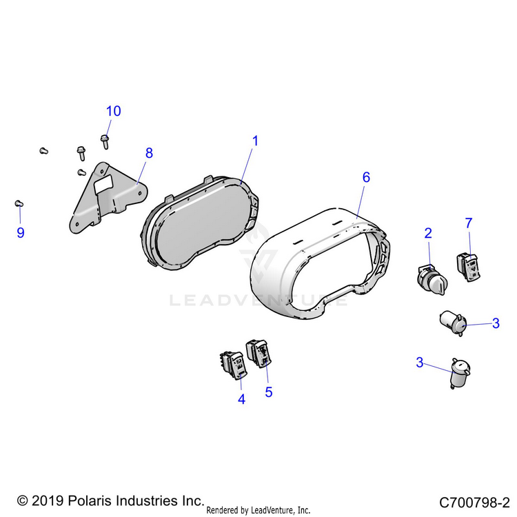 An Image of a Genuine Polaris Parts Schematic Diagram showing the schematic - ELECTRICAL: DASH INSTRUMENTS AND CONTROLS - 2021 POLARIS GENERAL XP 1000 DELUXE RIDE COMMAND