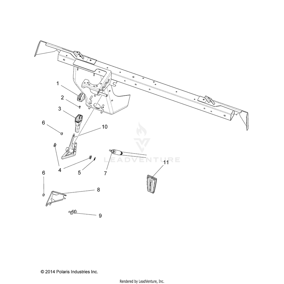 An Image of a Genuine Polaris Parts Schematic Diagram showing the schematic - DRIVE TRAIN: GEAR SELECTOR - 2016 POLARIS RANGER CREW 1000 DIESEL