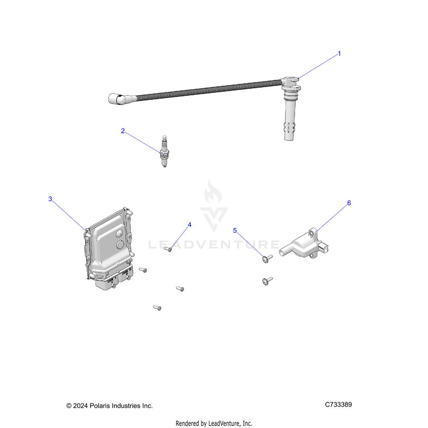 An Image of a Genuine Polaris Parts Schematic Diagram showing the schematic - ELECTRICAL: IGNITION - 2025 POLARIS RANGER 570 PREMIUM