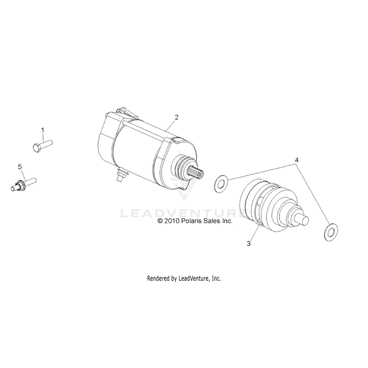An Image of a Genuine Polaris Parts Schematic Diagram showing the schematic - ENGINE: STARTING MOTOR - 2015 POLARIS RANGER 800 6X6